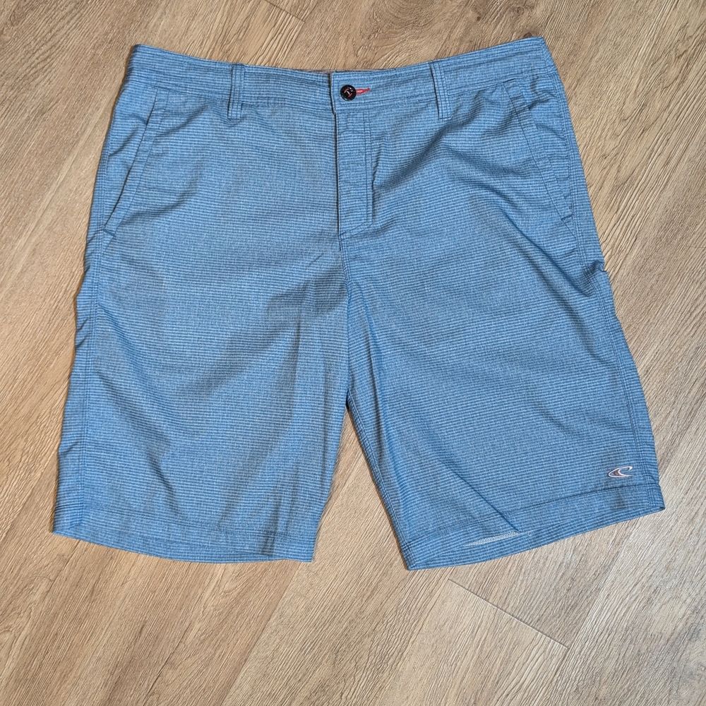 Men's Blue Striped Hybrid Swim Board Shorts Size 36